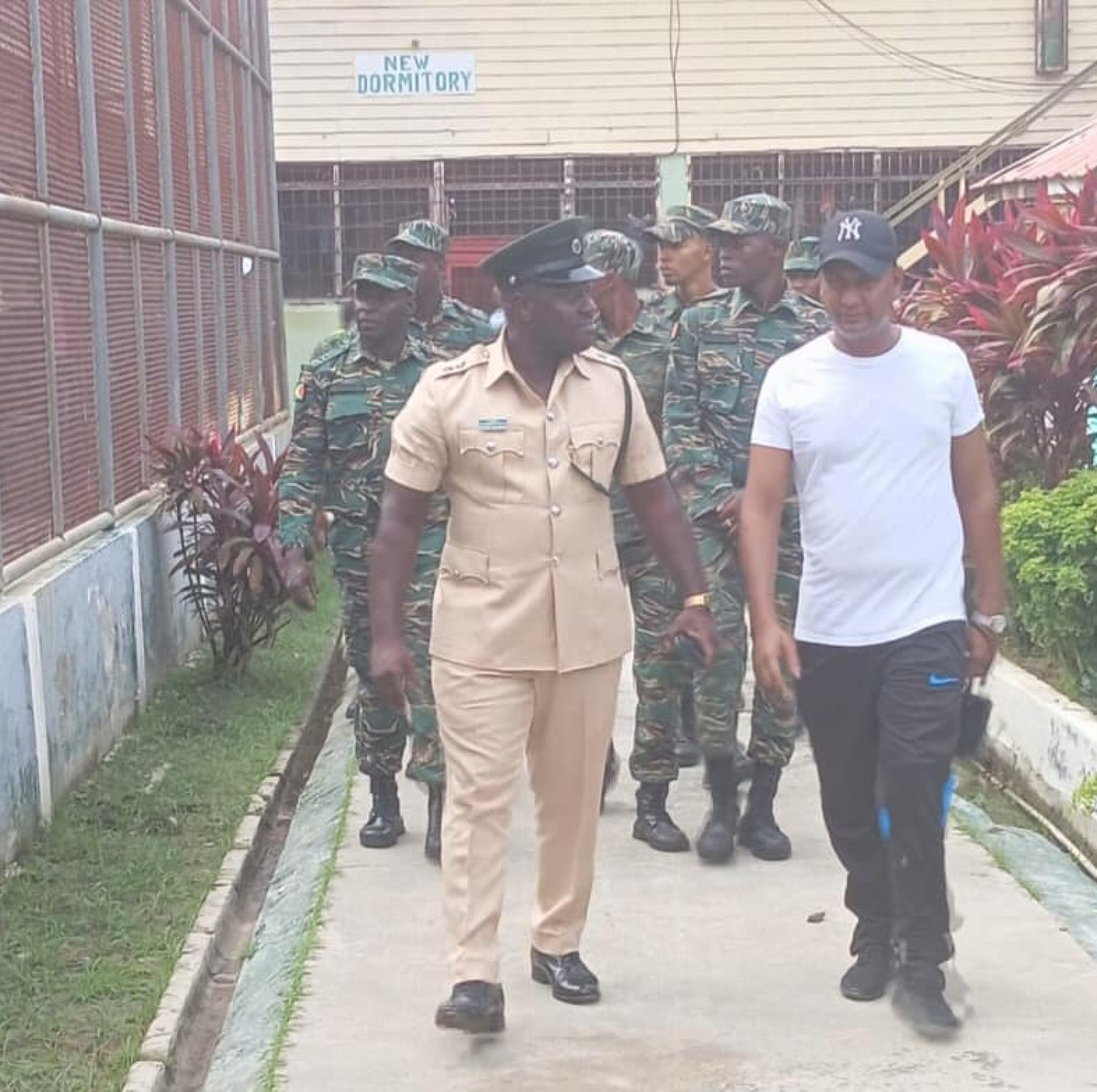 Joint Services Conduct Walk through at New Amsterdam Prison